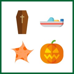4 holiday icon. Vector illustration holiday set. boat and pumpkin icons for holiday works
