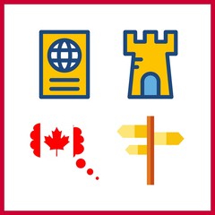 4 national icon. Vector illustration national set. passport and canada icons for national works