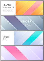 Naklejka premium The minimalistic vector illustration of the editable layout of headers, banner design templates. Creative modern cover concept, colorful background.