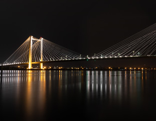 cable bridge at night