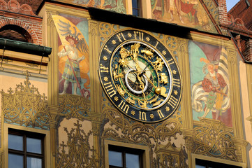astronomical clock at town hall in Ulm, Germany