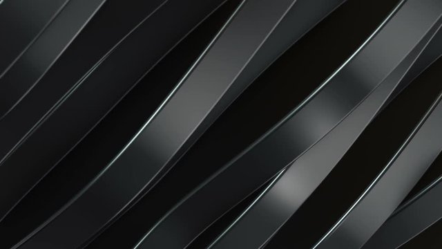 Abstract background with waving lines from glossy material. Animation of seamless loop.