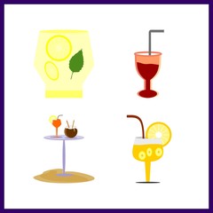 4 alcoholic icon. Vector illustration alcoholic set. cocktail and limonade icons for alcoholic works
