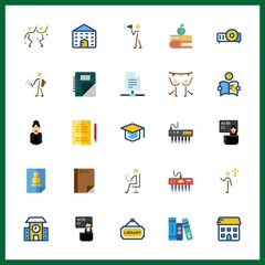25 learning icon. Vector illustration learning set. projector and female teacher icons for learning works