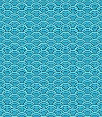 Seamless abstract wave pattern. Circle pattern. Blue color ornament. Vector background.