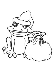 geschenke weihnachten winter weihnachtsmann nikolaus sack mütze frosch sizend süß niedlich lustig comic cartoon clipart froschkönig kröte