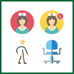 4 nursing icon. Vector illustration nursing set. nurse and walker icons for nursing works