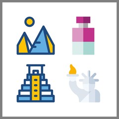 4 attraction icon. Vector illustration attraction set. statue of liberty and cologne icons for attraction works