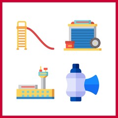 4 gate icon. Vector illustration gate set. valve and roller slide icons for gate works