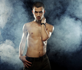 Portrait of a muscular male model