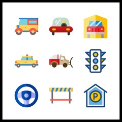 9 traffic icon. Vector illustration traffic set. taxi and transportation icons for traffic works