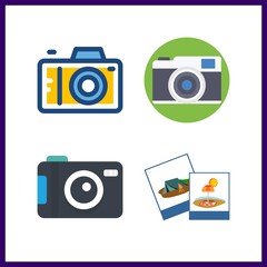 4 photographer icon. Vector illustration photographer set. photo camera and photography icons for photographer works