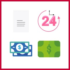 4 tax icon. Vector illustration tax set. receipt and money icons for tax works