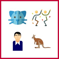 4 cute icon. Vector illustration cute set. student boy and dancing icons for cute works