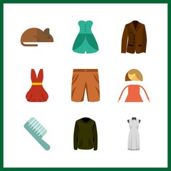 9 hair icon. Vector illustration hair set. shorts and brown jacket icons for hair works