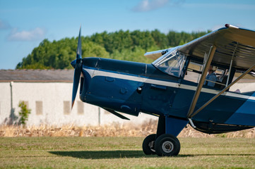 Blue vintage light aircraft