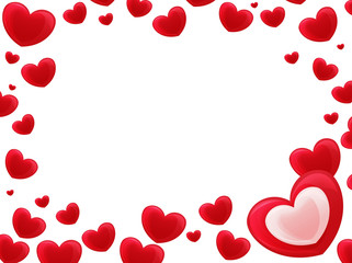 Cartoon frame with hearts on white background valentines - illustration for children