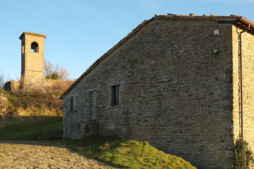 Medieval buildings in Pietrarubbia, Italy