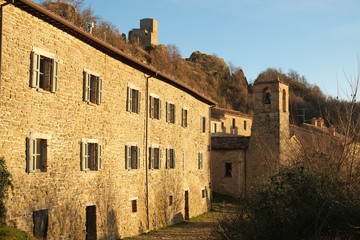 Medieval buildings in Pietrarubbia, Italy