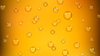 Background of bubbles or water drops of different sizes in yellow colors