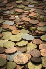 Closeup, pile of coins, it's all about money