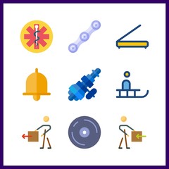 9 box icon. Vector illustration box set. scanner and bow icons for box works