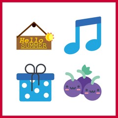 Obraz premium 4 composition icon. Vector illustration composition set. greeting tablo and giftbox icons for composition works