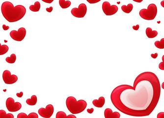 Cartoon frame with hearts on white background valentines - illustration for children