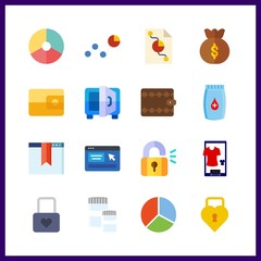 16 banking icon. Vector illustration banking set. money bag and accept icons for banking works