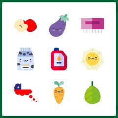 9 organic icon. Vector illustration organic set. comb and carrot icons for organic works