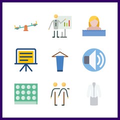 9 professional icon. Vector illustration professional set. swimmer and whiteboard icons for professional works