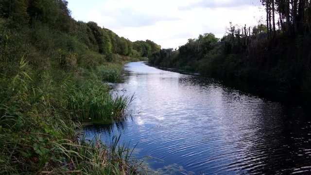 View along Royal Canal in Co. Kildare, Ireland just outside Dublin