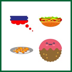 4 meat icon. Vector illustration meat set. meatball and chicken leg icons for meat works