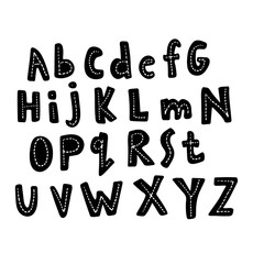 Funny childish made with ink alphabet