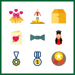 9 ribbon icon. Vector illustration ribbon set. olympic games and graduated girl icons for ribbon works