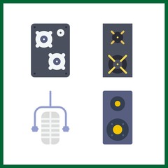 4 speech icon. Vector illustration speech set. microphone and speaker icons for speech works