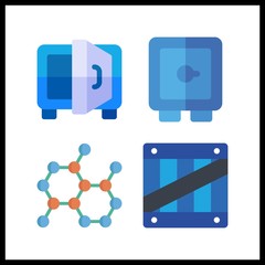 4 container icon. Vector illustration container set. chemical and safebox icons for container works