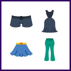 4 elegance icon. Vector illustration elegance set. dress and pants icons for elegance works