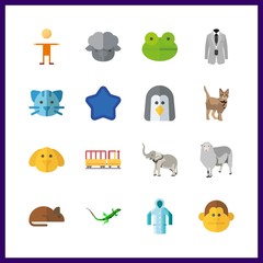 16 funny icon. Vector illustration funny set. kid and elephant icons for funny works