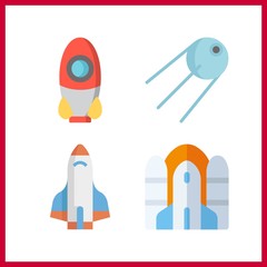 4 mission icon. Vector illustration mission set. rocket and rocket ship icons for mission works