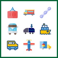 Fototapeta na wymiar 9 cargo icon. Vector illustration cargo set. van and container icons for cargo works