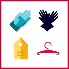 4 hang icon. Vector illustration hang set. tag and hanger icons for hang works