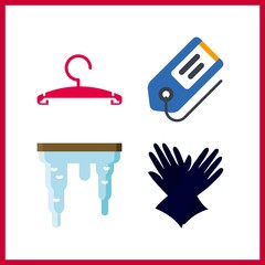 4 hang icon. Vector illustration hang set. tag and icicle icons for hang works