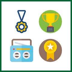 4 award icon. Vector illustration award set. medal and trophy icons for award works