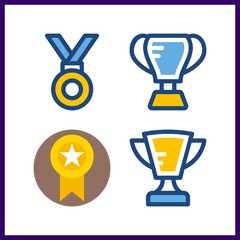 4 champion icon. Vector illustration champion set. medal and trophy icons for champion works