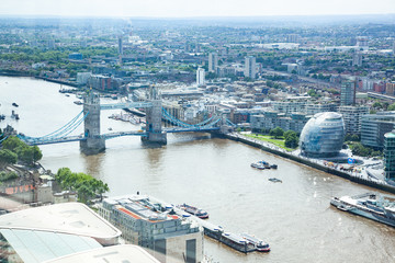 Fototapeta premium aerial view of South London with London Bridge Shard skyscraper and River Thames