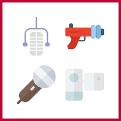 4 broadcast icon. Vector illustration broadcast set. blaster and microphone icons for broadcast works
