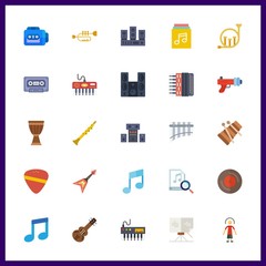 25 musical icon. Vector illustration musical set. spanish guitar and vinyl icons for musical works