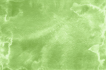 Watercolor green texture with abstract washes and brush strokes on the white paper background. Digital paper background. © Nastia