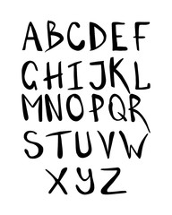 Black alphabet for your banners or invitations. Set of handdrawn letters made in vector isolated on white background